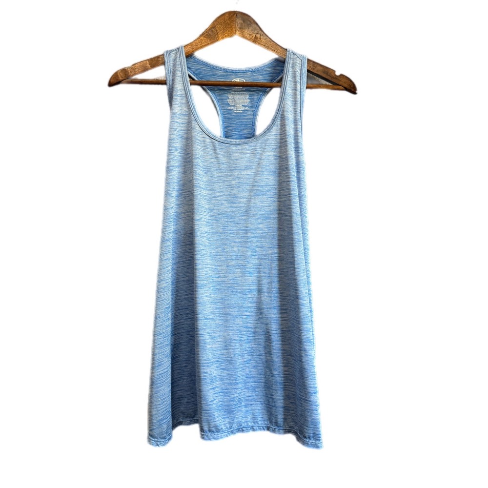 Athletic Works Tank Top Women Large Blue Excellent Racerback Space Dye DriWorks
